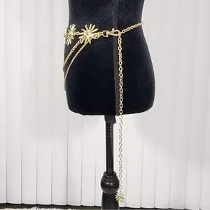 No Brand Accessories Celestial Sun Multi Layer Chain Statement